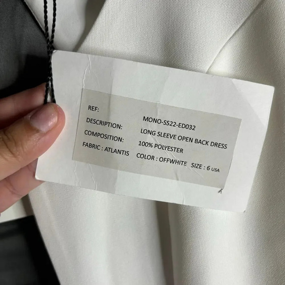 Monot Cutout Open Back Crepe Gown Off White Size 6 - Picture 10 of 11